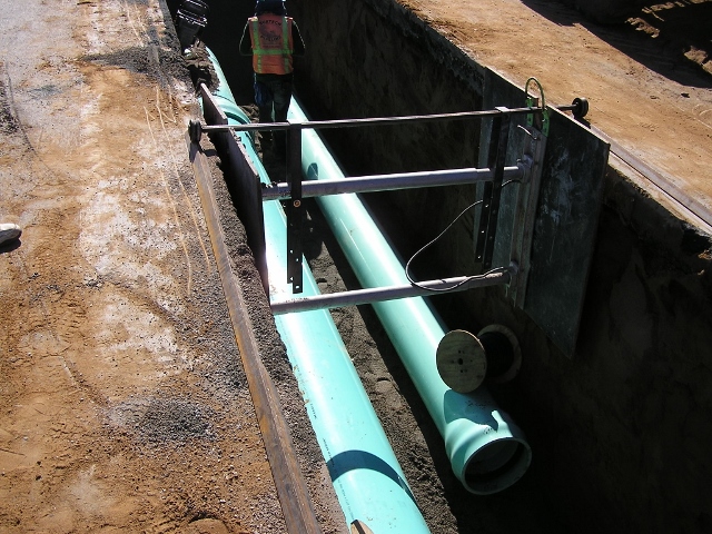 Manhole along the force main nearing completion.
