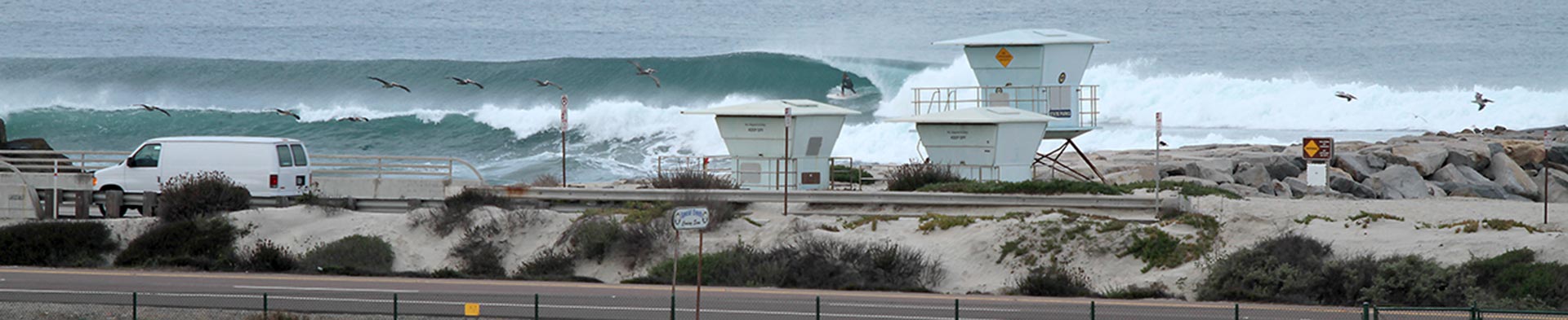 Waves crashing in North County Coastal